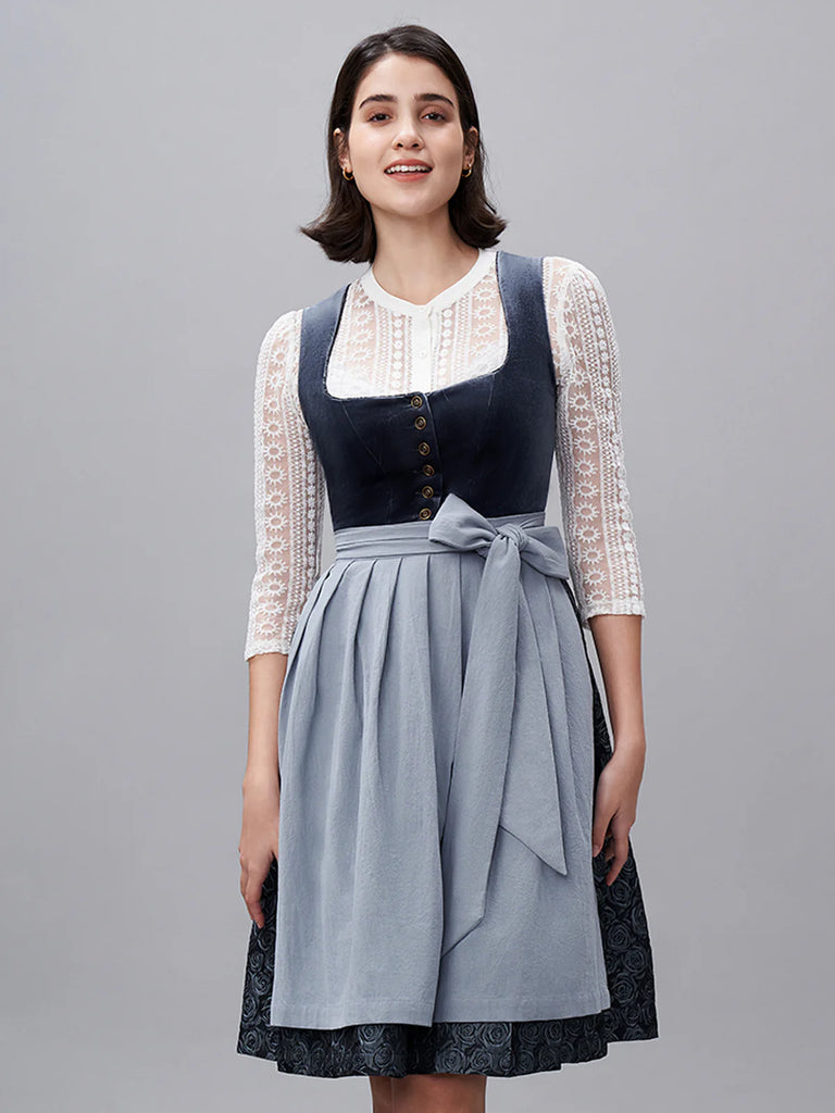 Dirndl Samt Blau, Amisu Dirndl und Dirndlbluse Elegant: Stil und Eleganz in der Trachtenmode